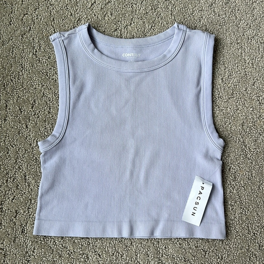 Pacsun Contour Ribbed Sleeveless Cropped Tank Top Baby Tee Light Lavender S NWT